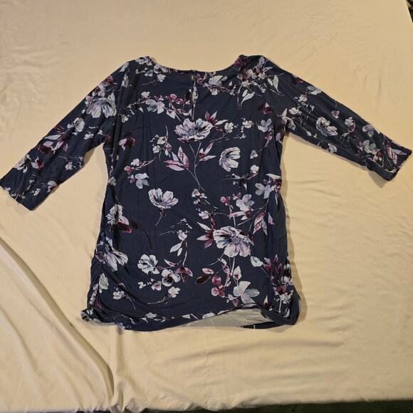 Motherhood Maternity Xl keyhole blue maternity floral top - Picture 2 of 9